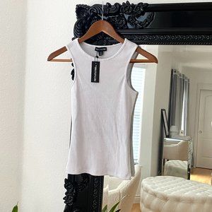PrettyLittleThing | Women's Basic White Rib Racer Tank Top